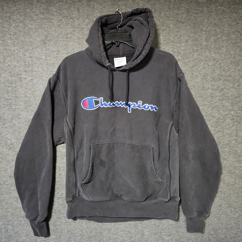 Vintage Champion Reverse Weave Sweater Mens Medium Black Pullover Hoodie